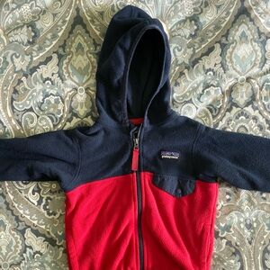 Patagonia navy and red fleece zipper jacket